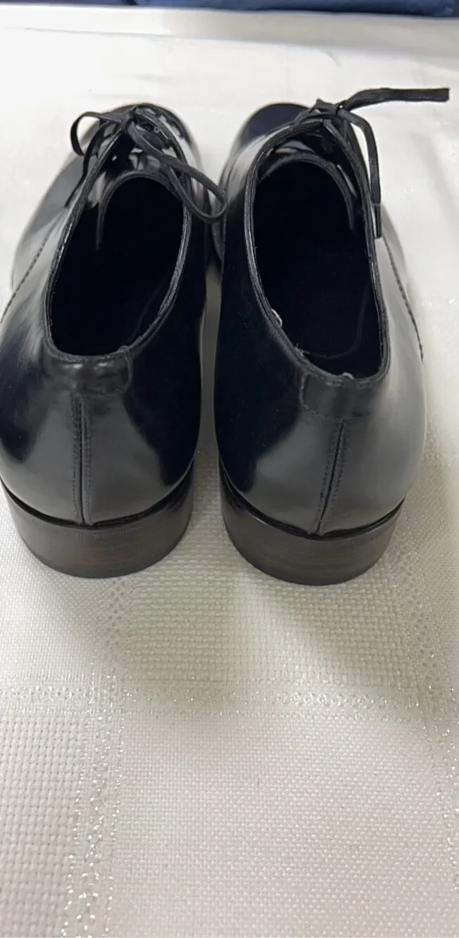 Ermenegildo Zegna Black Leather Dress Oxford US 11